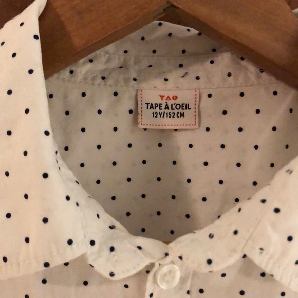White and black polka dots boy shirt 12 - Picture 2 of 3